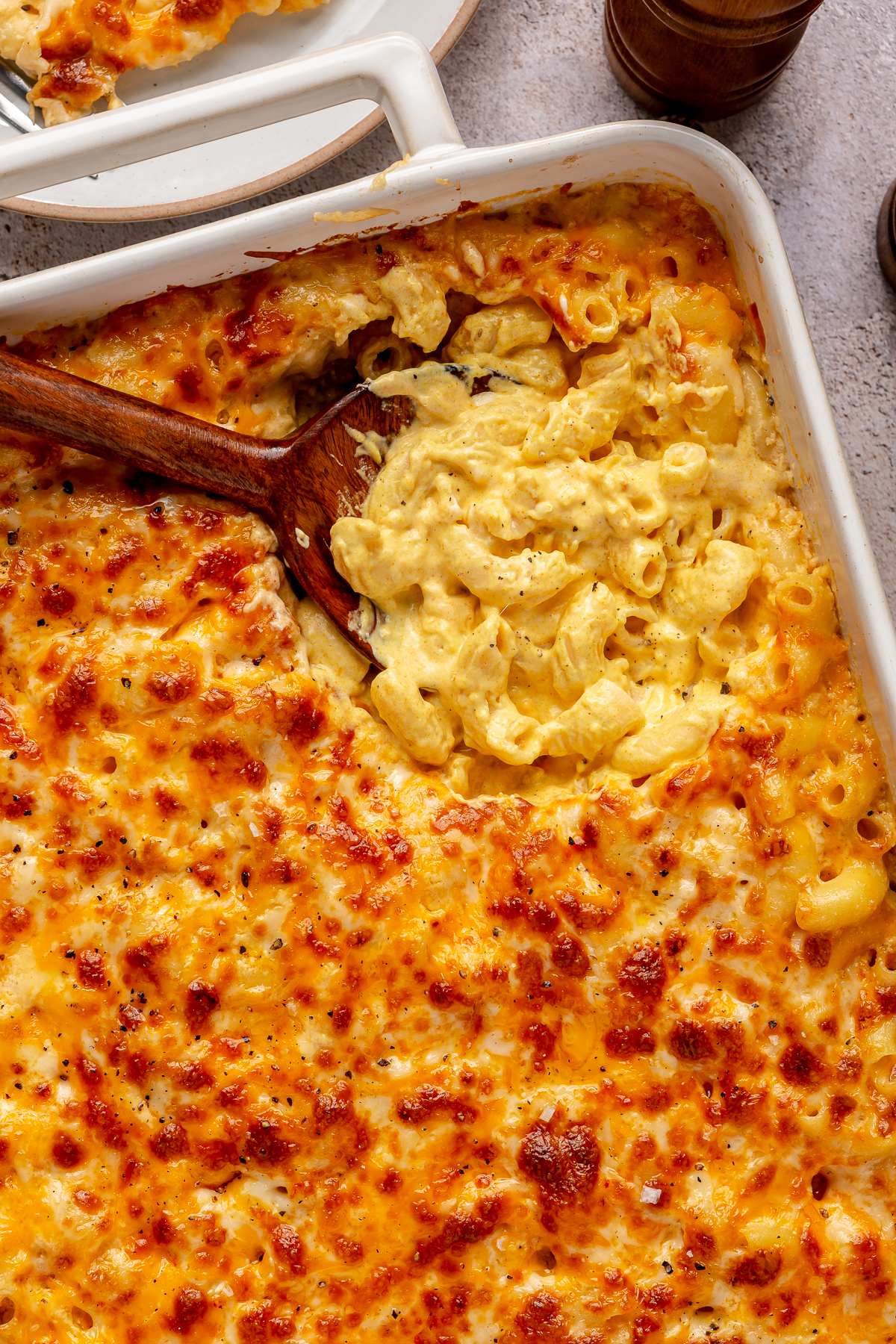 baked Mac and cheese in a casserole dish