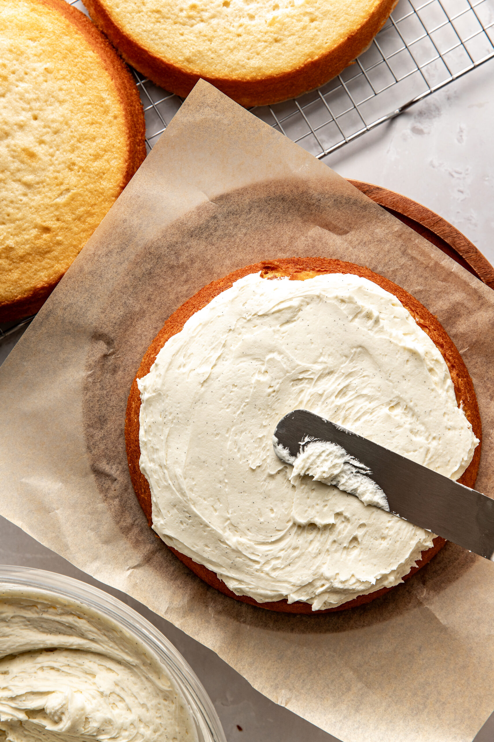 frosting the white cake