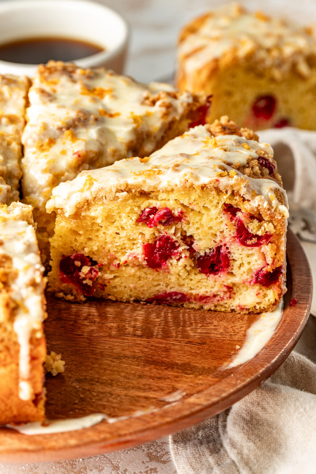 Orange Cranberry Coffee Cake with Orange Glaze - Butter Love & Salt