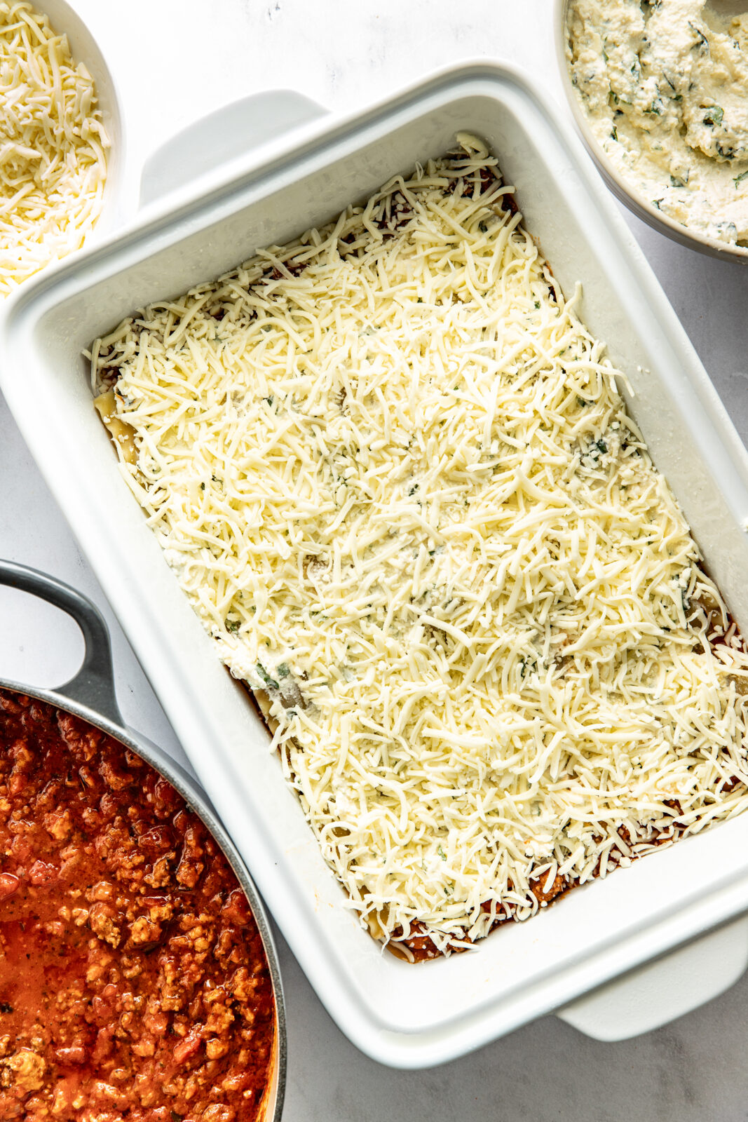 cheese added on top of ricotta