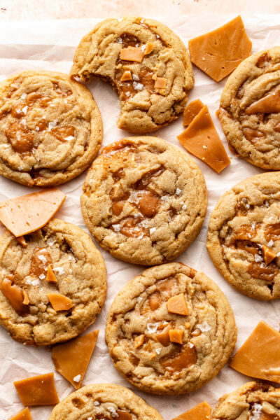 toffee cookies with toffee on top