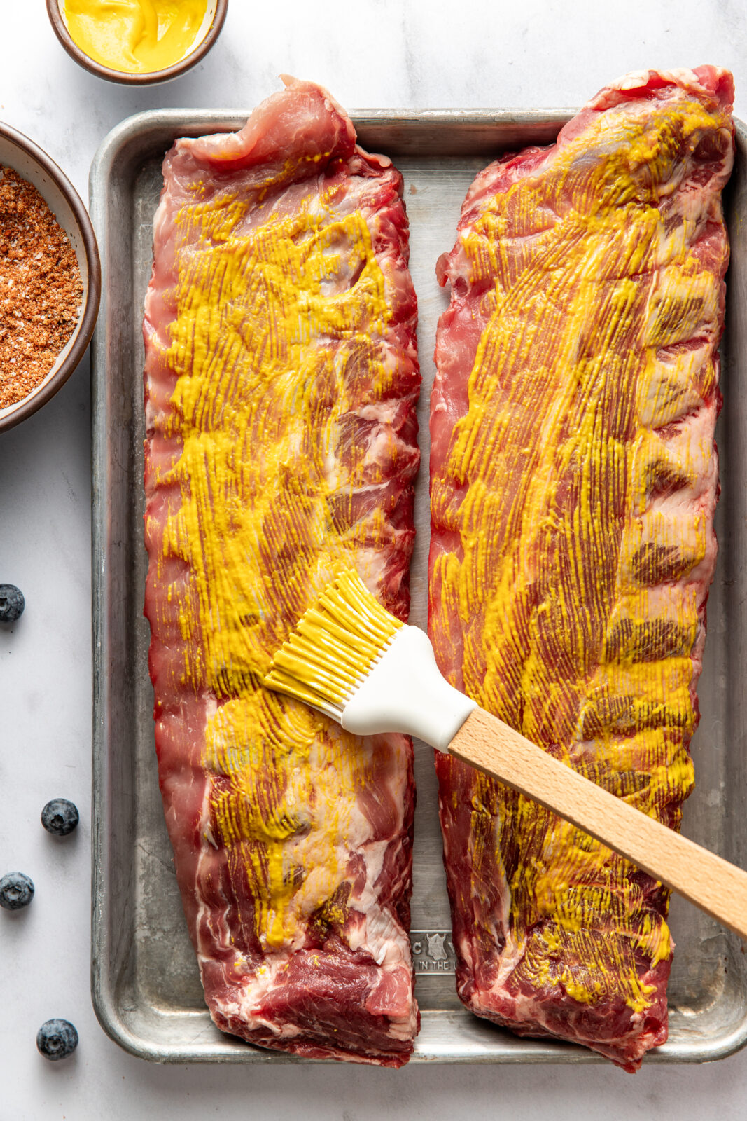 mustard brushed on ribs