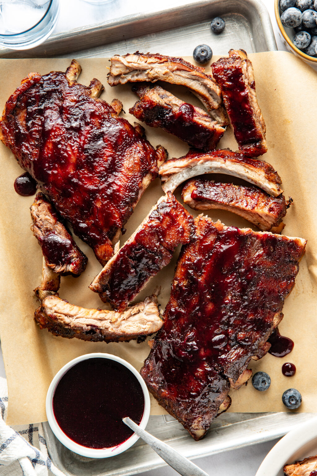 Oven Baked Ribs with Blueberry BBQ Sauce - Butter Love & Salt
