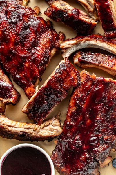 baked ribs with blueberry bbq sauce