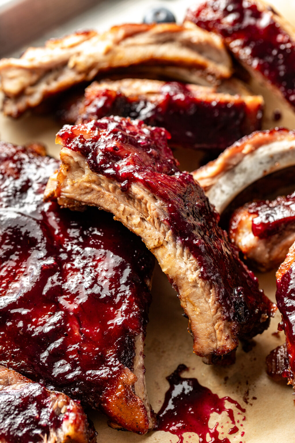 Oven Baked Ribs with Blueberry BBQ Sauce - Butter Love & Salt