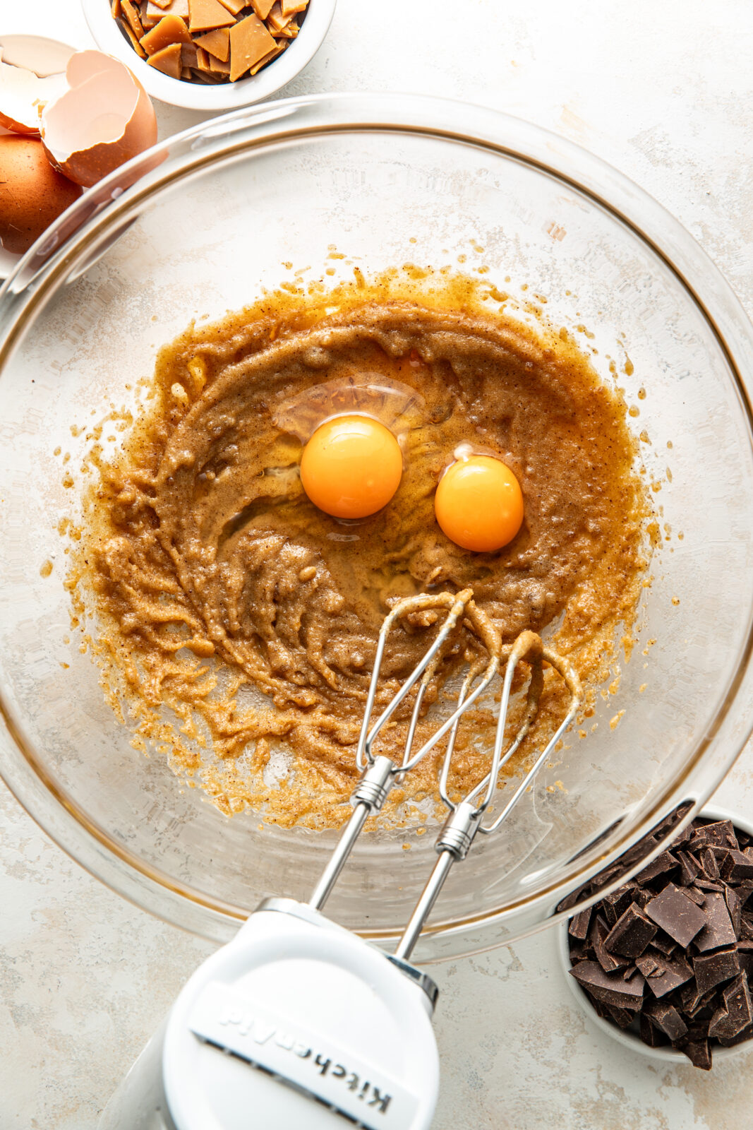 wet ingredients with 2 eggs