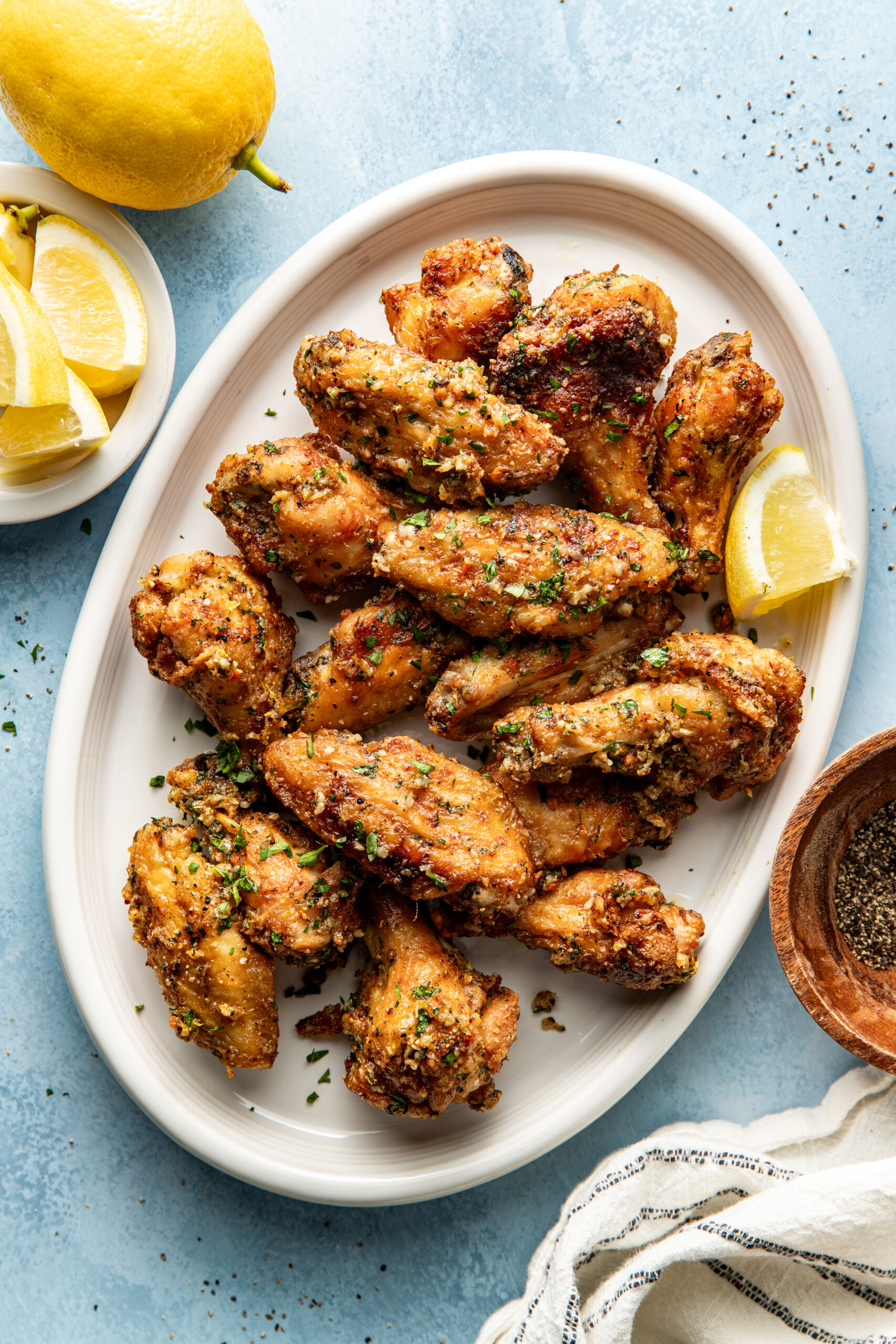 lemon pepper wings on a platter