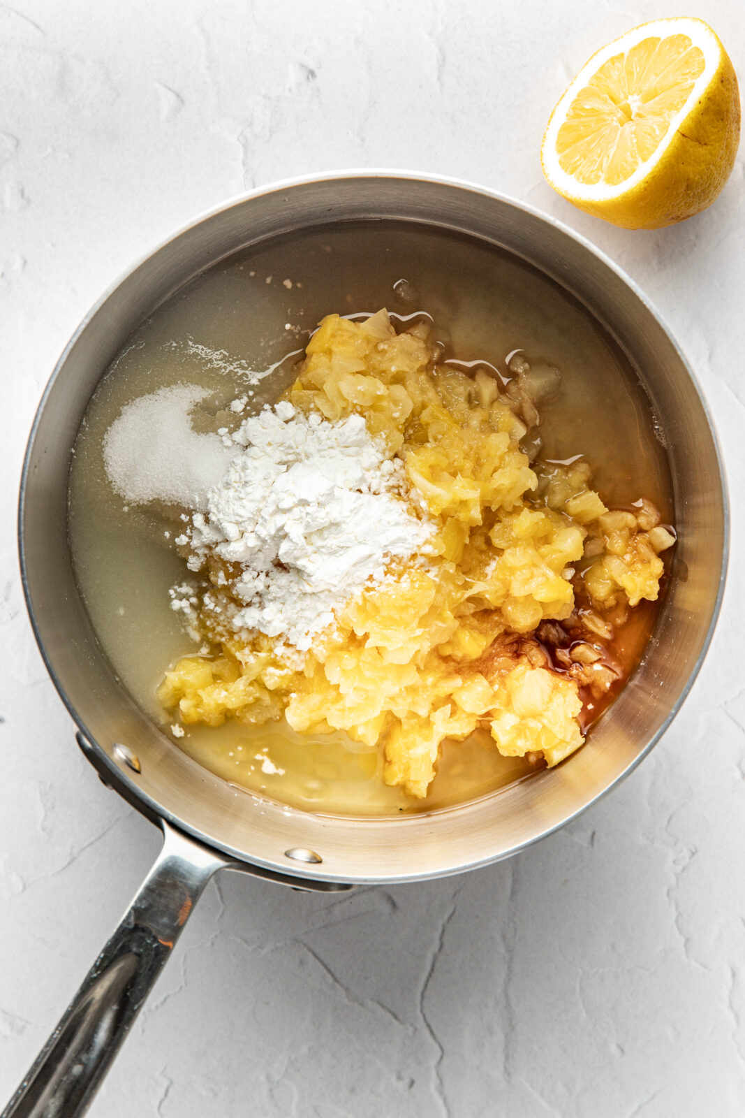 pineapple filling ingredients in a pot