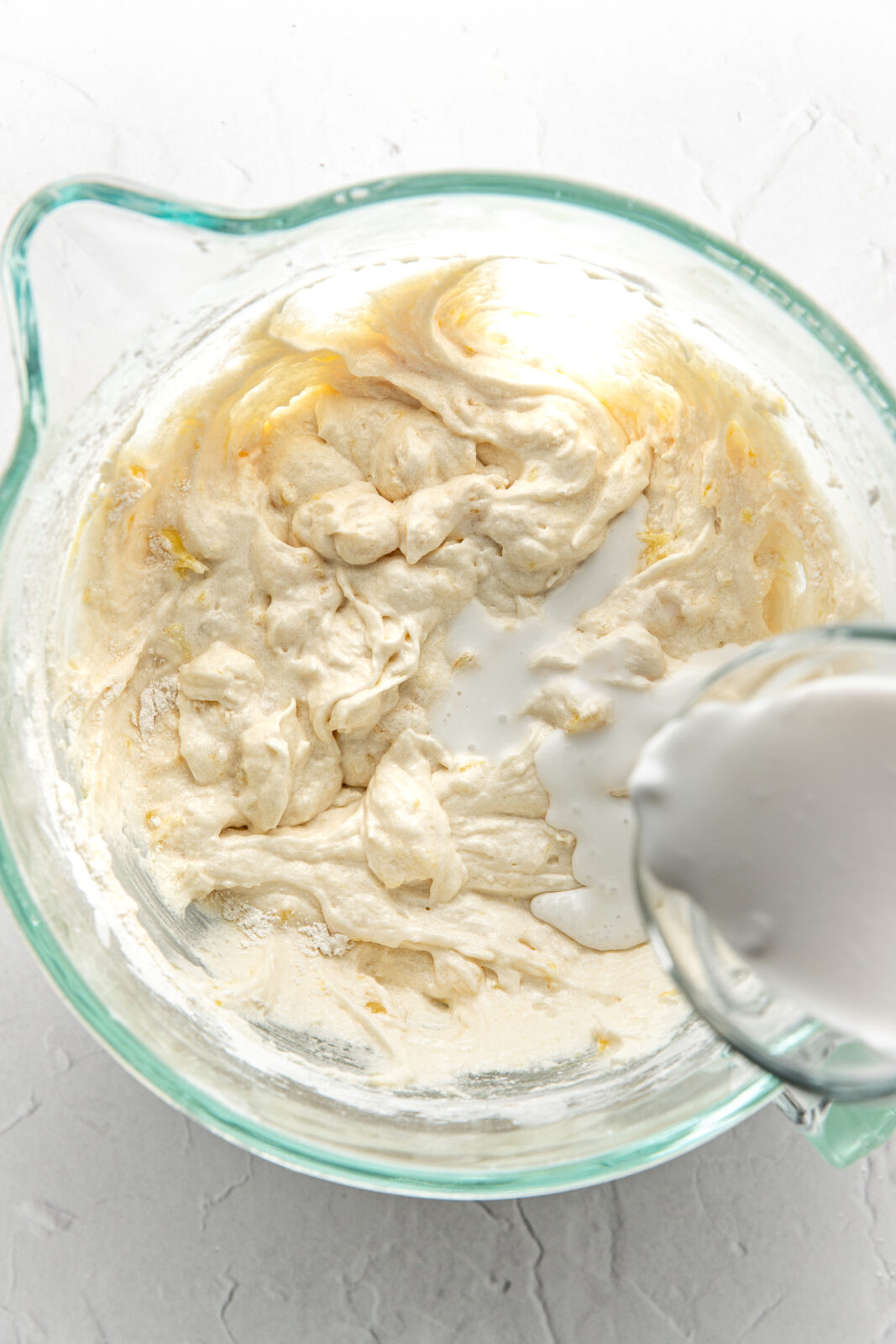 coconut milk added to the cake batter