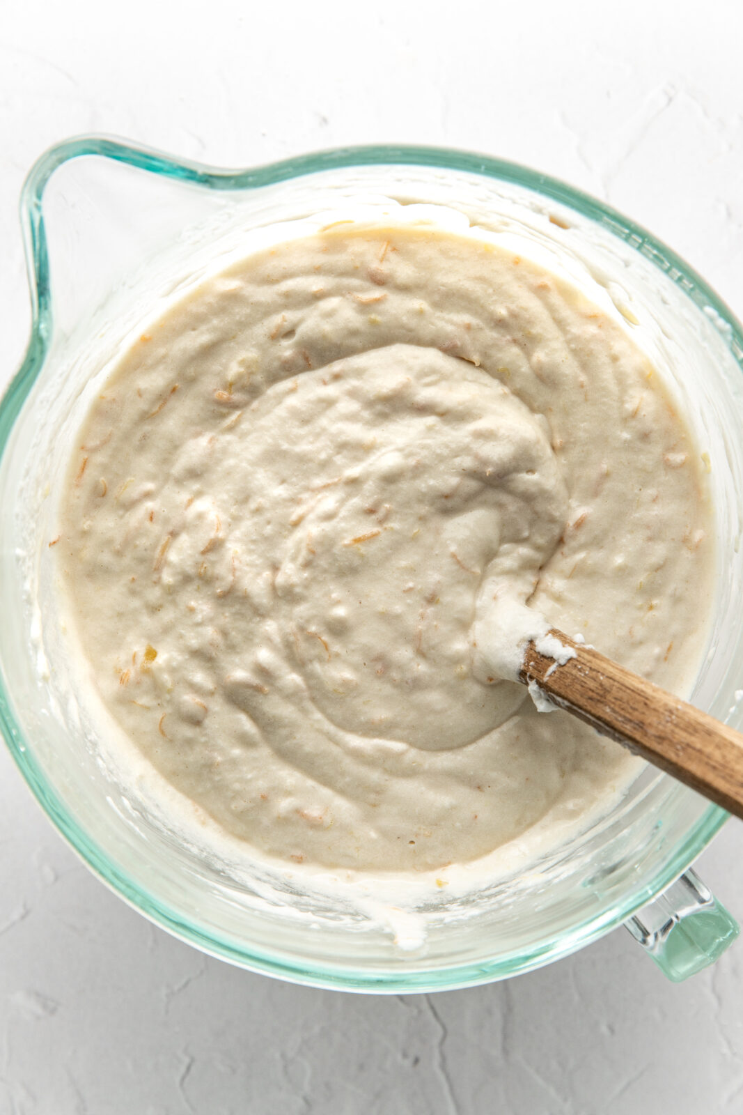 cake batter mixed well