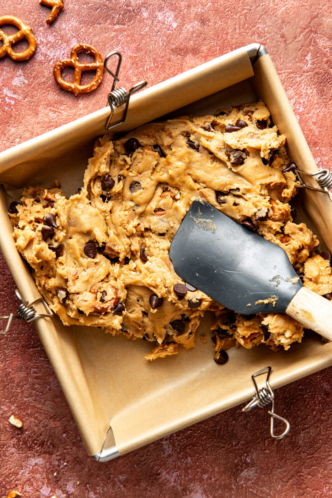 flatten cookie dough into a pan