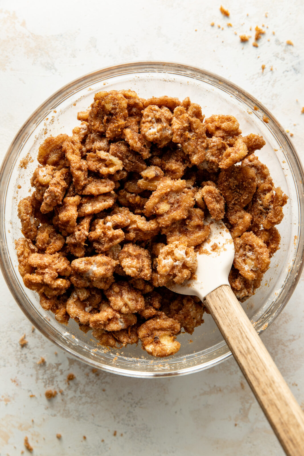 walnuts tossed in sugar mixture
