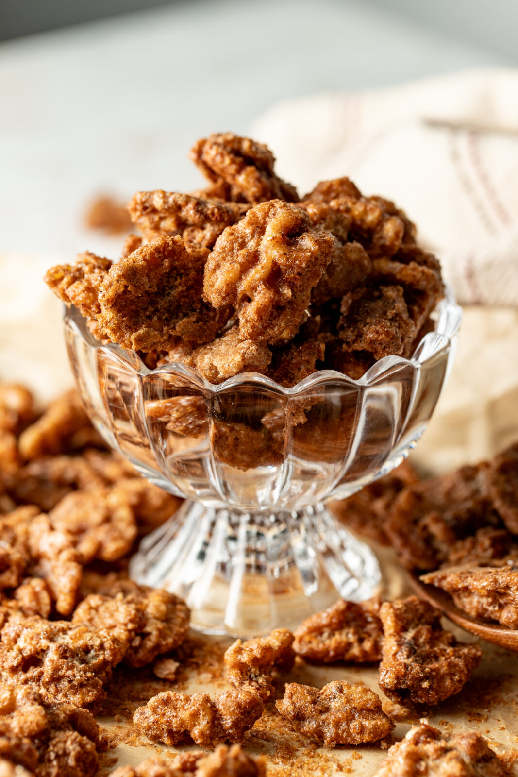 candied walnuts in a serving dish