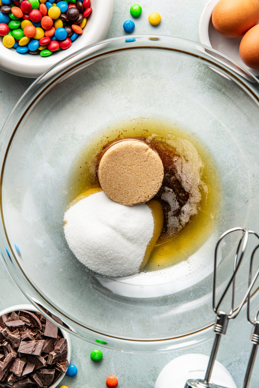 sugars and butters in a mixing bowl