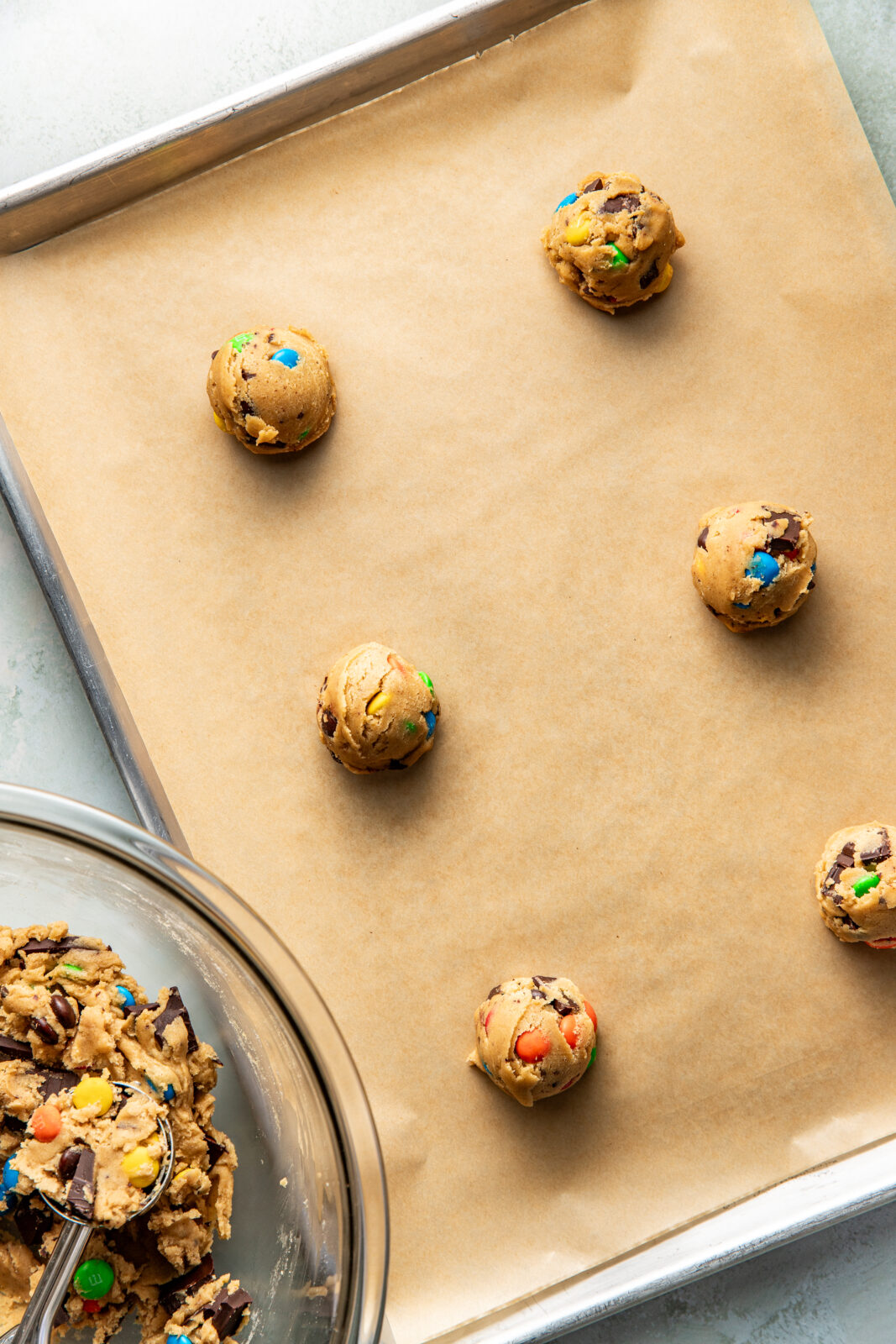 cookie dough on baking sheet
