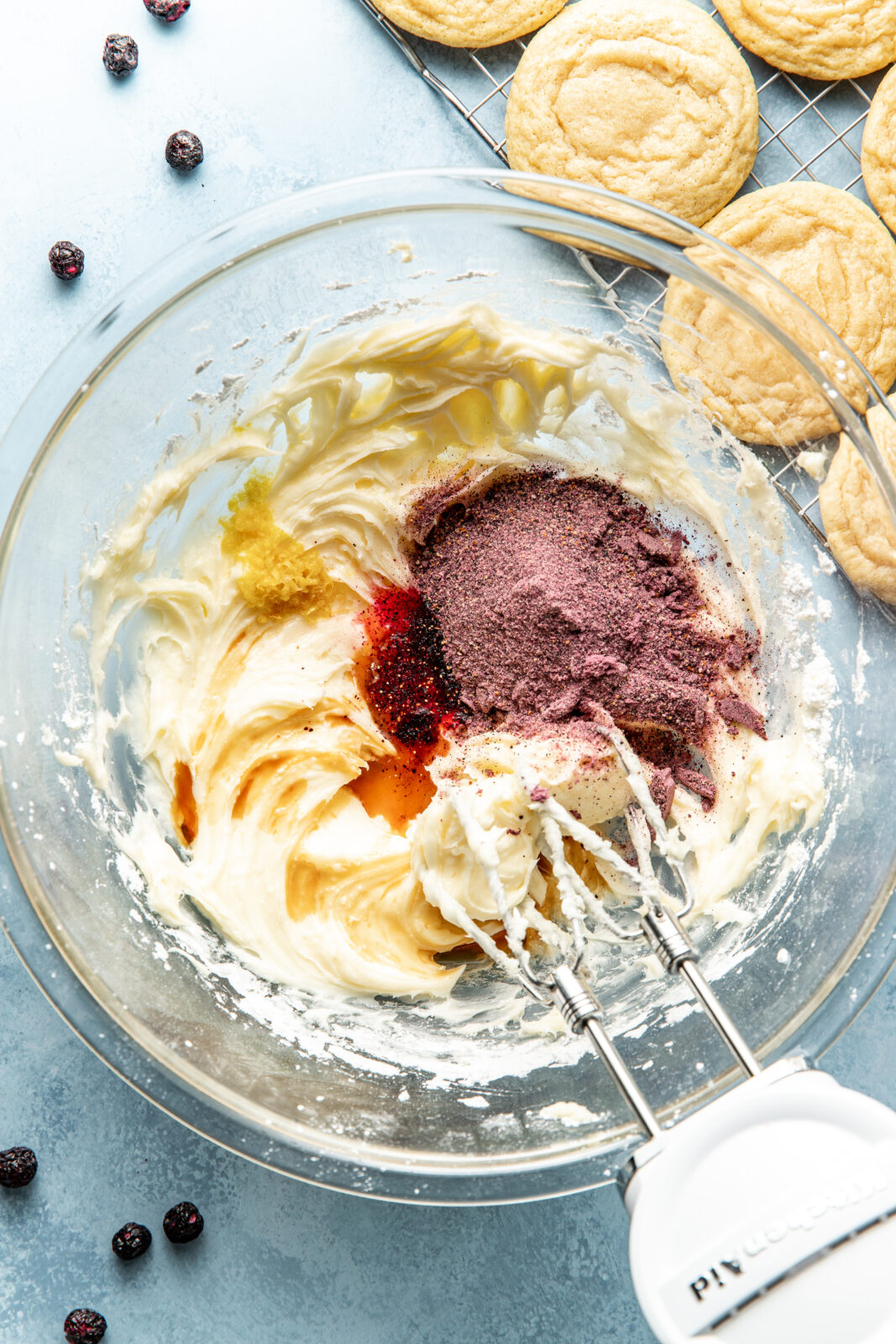 ingredients for blueberry cheesecake frosting