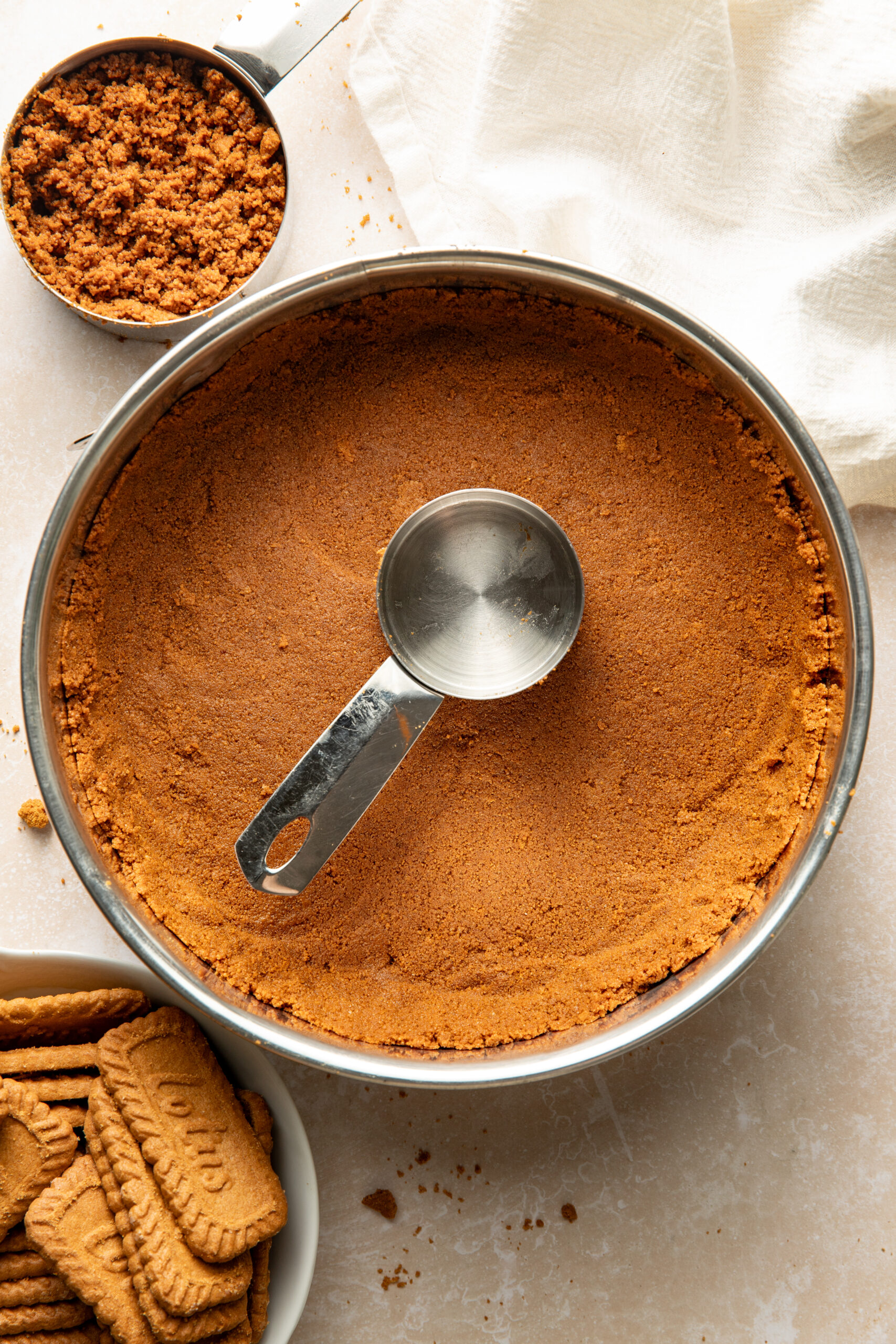 biscoff crust in a springform pan
