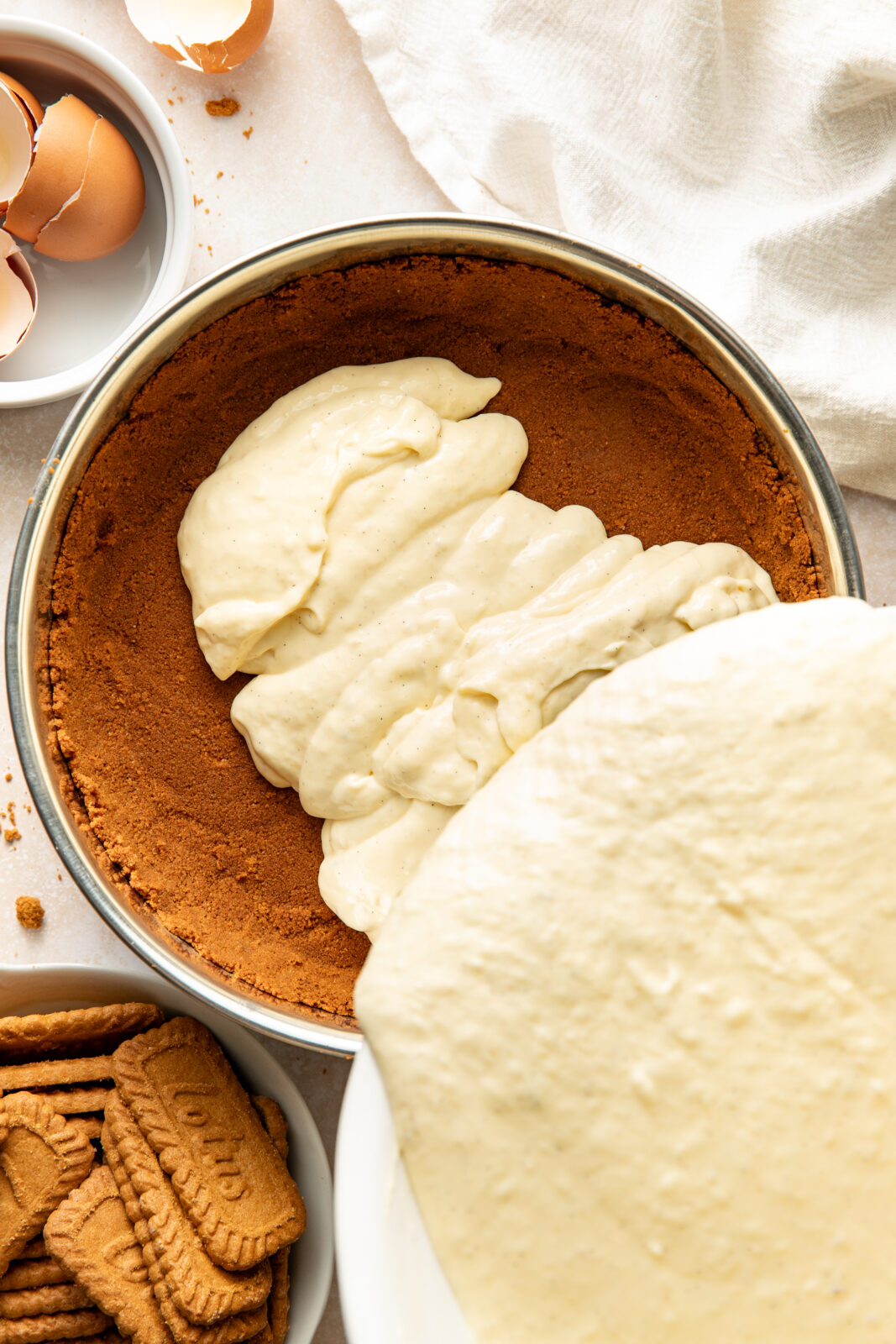 cheesecake filling added to crust