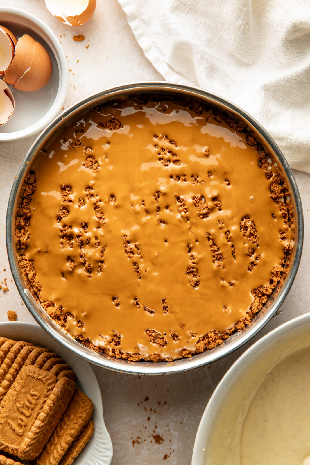 biscoff crust and cookie butter added to cheesecake