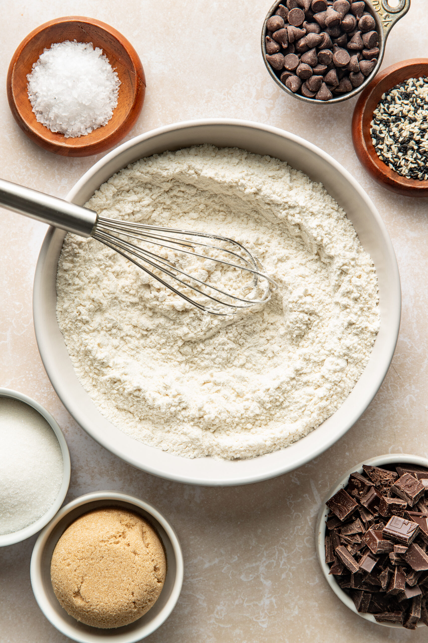 dry ingredients whisked in a bowl