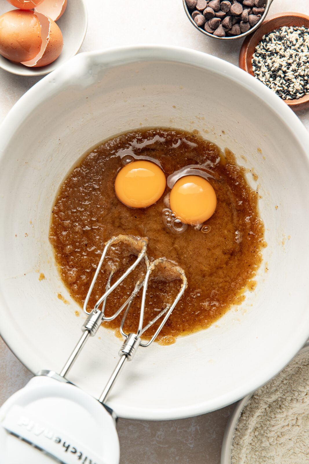 eggs added to wet batter