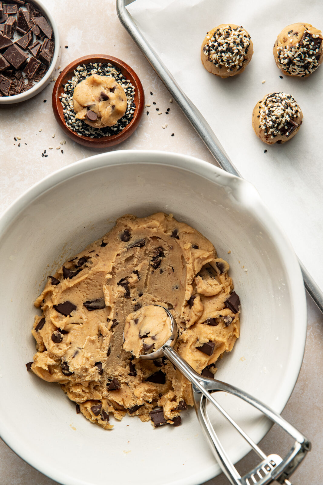 scooped dough