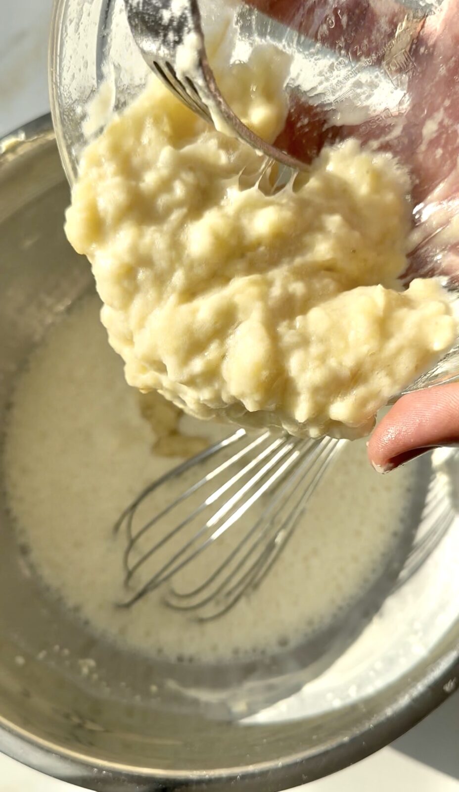 bananas added to ice cream base