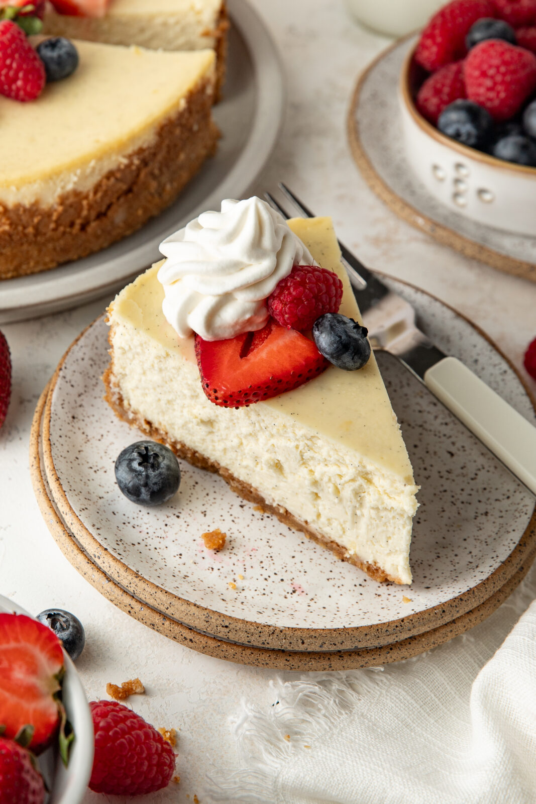 slice of vanilla cheesecake